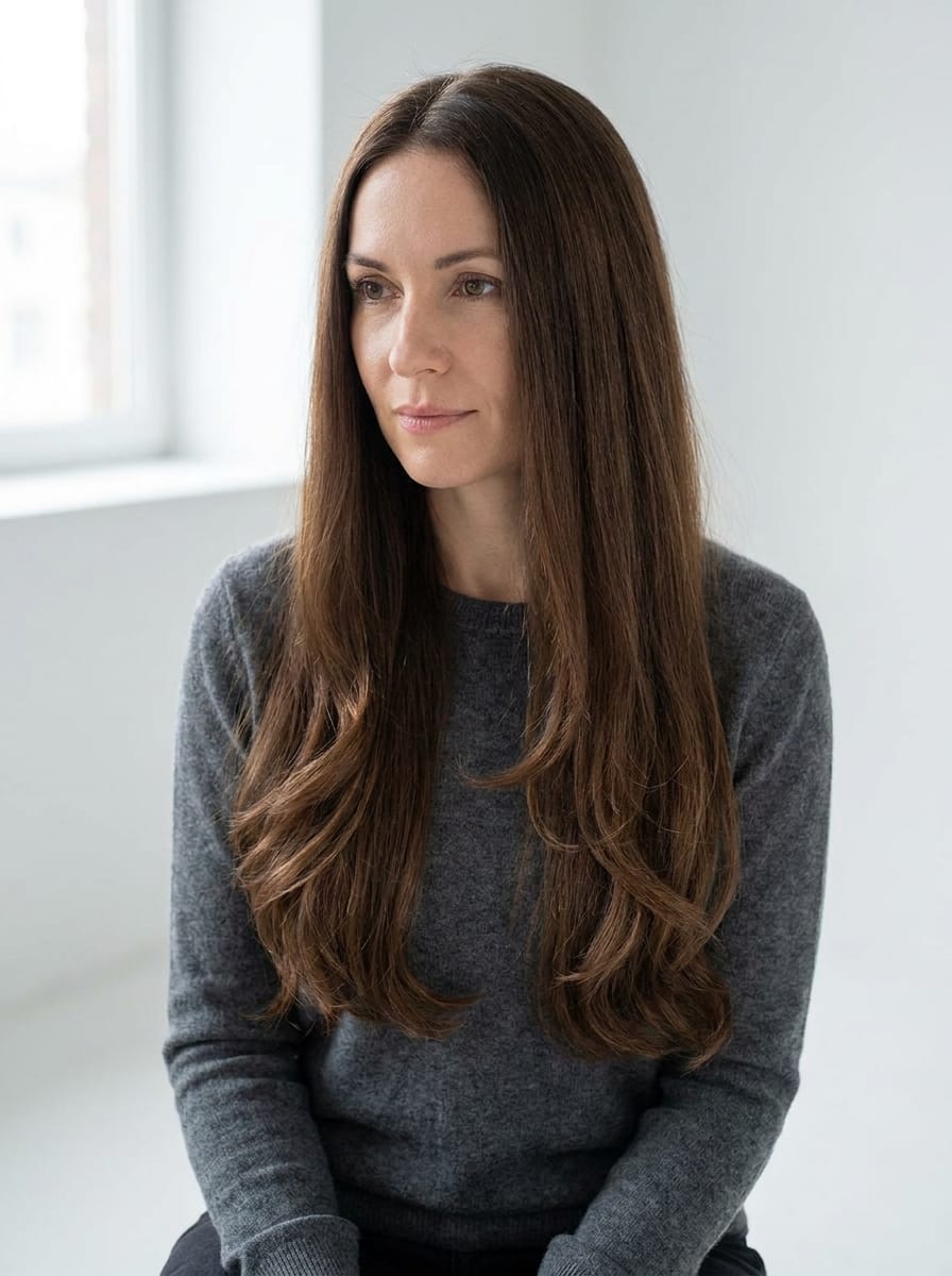 Lange glatte Haare mit Soft Layers - Stufenschnitt für glatte Haare